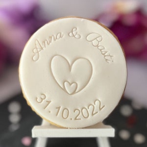 Personalized fondant stamp: Marriage with hearts | Engagement | Guest gift