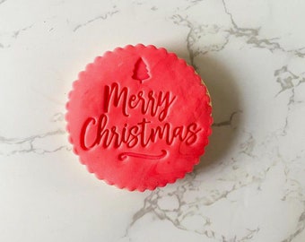 Fondantstempel | Weihnachten | Merry Christmas mit Tannenbaum