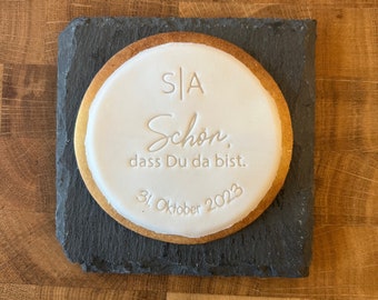 Personalisierter Fondantstempel | Schön dass Du da bist. | Hochzeit | Gastgeschenk