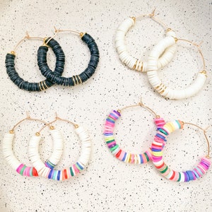Heishi/Clay Bead Hoops | Clay Beads | Trendy | Preppy | Aesthetic | Beachy | Statement Earrings | Hoops