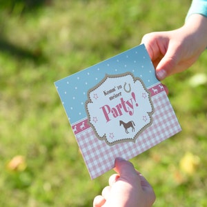 Einladungskarten Kindergeburtstag "Pferde" 12er Set
