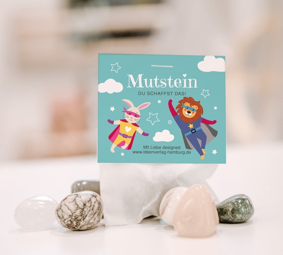 Mutsteine Einschulung - Glücksbringer Mit Geschenkbox Blau