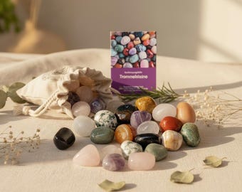 Edelstein Set Lebensglück – 10–12 Trommelsteine im Leinenbeutel – Geschenk Achtsamkeit Meditation Glücksbringer für Frauen & Männer