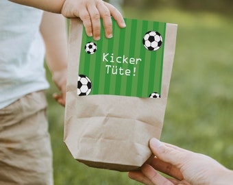 12 x "Fußball" Einladungskarten + Geschenktüten - Set zum Kindergeburtstag