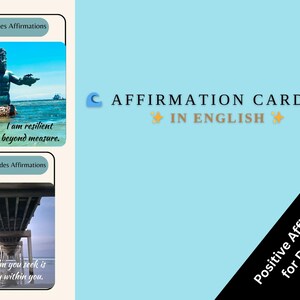 Positive Affirmationskarten mit Strandmotiven – Tägliche Achtsamkeit & Heilungsbotschaften – Digitaler Download