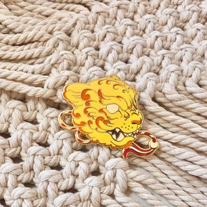 Tiger Yokai Oni Mask Hard Enamel Pin, Animal Zodiac Lapel Pin, Cat Feline Metal Accessory, Screen Print Illustration, Creature Art Badge