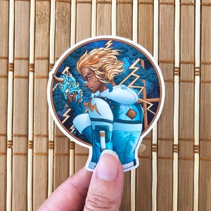 Lightning Yokai Mask Boy Vinyl Sticker, Thunder Oni Esthetische Laptop Sticker, Illustratie Anime Boy Water Bottle Decoratief Label