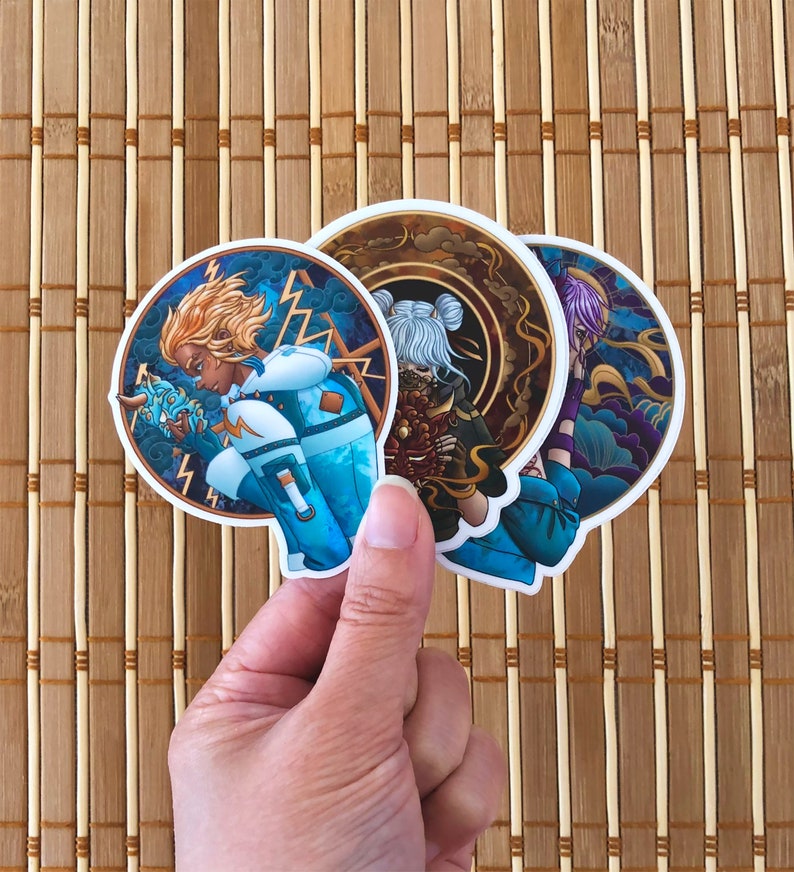 Lightning Yokai Mask Boy Vinyl Sticker Thunder Oni Aesthetic Etsy