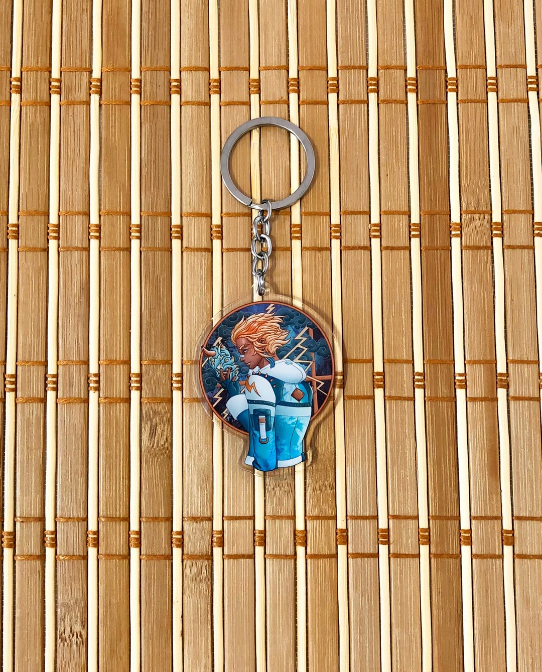 Yokai Anime Boy Acrylic Charm Keychain, Thunder and Lightning Aesthetic