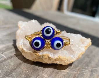 Evil Eye Bead Ring