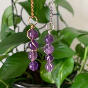 Amethyst Bead Drop Necklace