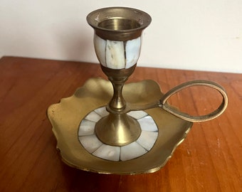 Indian shine - brass candlestick with mother of pearl - Art. 458