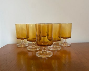 Vintage 6 französische bernsteinfarbene Sherry Gläser Dessertgläser Art. 72