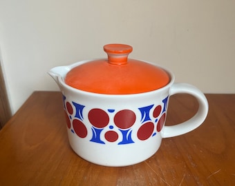 Pot à lait élégant de Cordoflam avec couvercle rouge et motif bleu-rouge - Art.
