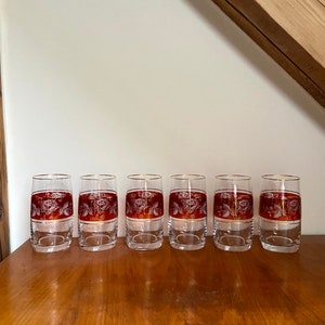 Art. 340 - Vintage Mid Century - 6 Water Glasses - Juice Glasses - Drinking Glasses - Gold Rim