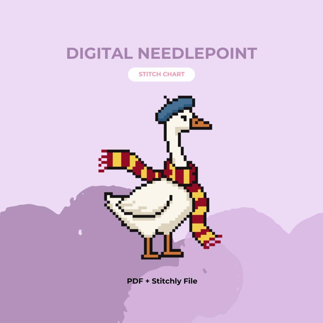 Goose Graph Pattern Silly Goose Needlepoint Chart | Goose Beret Scarf Pattern | Stitchly ...