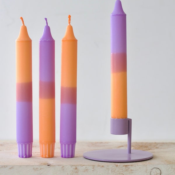 Dip Dye Kerzen Set in lila orange  | 4er Set