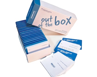 May include: A blue box with the words "out of the box" on it. The box contains a set of flashcards with the title "Modal Verbs of Deduction" and "Modal Verbs of Obligation". The flashcards are designed to help learners improve their English grammar.
