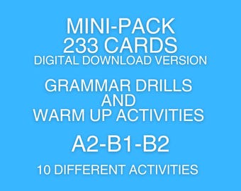 233 cards/ESL/Word Games/Grammar Drills/Warmups/Digital Download/Out of the Box Classroom Activities/Adult Learners A2-B1-B2