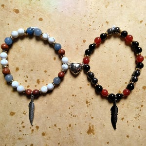 Good Omens Aziraphale and Crowley Inspired Magnetic Heart Friendship Bracelet Set