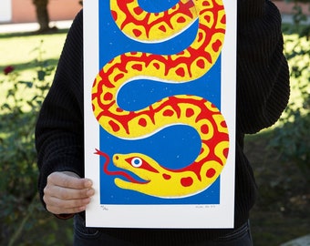 Snake Screenprint, Serigrafia de serpiente | Extinct Animal