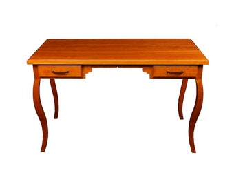 Cherry Wood Writing Desk, Dovetailed Drawers, Cabriole Legs