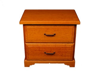 Cherry Nightstand Set, Two Drawer Bedside Tables, Natural Finish