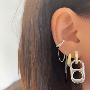 Cartilage Earrings Cross, Cuff, Fake piercing, Simple Ear Cuff, Zirconia Jewelry, Silver Ear cuff, Cartilage, Fake Conch Piercing,