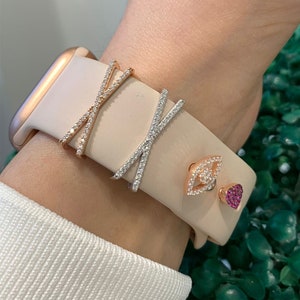 Evileye Charm, Hart Charm, Cross X Smart Watch Band Bars, Silicone Band Charm, Apple Silver Charm Accesory, 925 Dainty Charm, Watch Accesory,