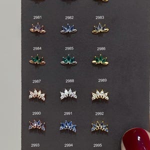 Emerald Piercing,Baguette,Marquis,Lotus,Wave,Curve, Turquoise,White,Green,Helix Piercing,Screw back,Stud Piercing by turning,Tragus Piercing