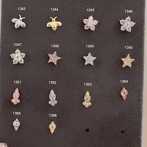 Bijenpiercing, vlinderpiercing, bloempiercing, ster draad oorbellen, tragus, schelp, helix piercing, schroef terug, stud piercing door te draaien