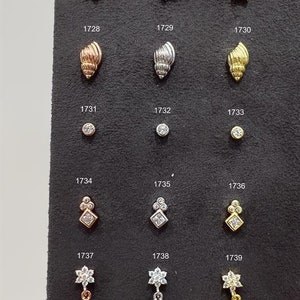 Piercing de concha marina, Piercing de estrella de mar, Pendientes de tuerca de verano, Piercing de hélice, Atornillar, Piercing de tuerca girando, Plata de 925 quilates, Moda de playa