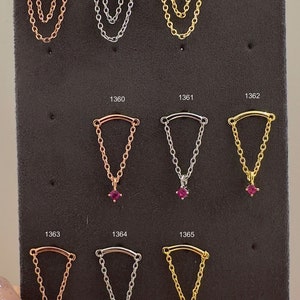 Dubbele ketting Drape Piercing, Ketting Piercing, Bungel Piercing, Draad Stud Oorbellen, Plat, Helix Piercing, Schroef terug, Stud Piercing door draaien