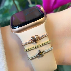 Star Smart Watch Band Bars, Silicone Band Charm, Apple Silver Charm Accesory, 925 Sierlijke Charme, Horloge Accesory, Band Decoratieve Apple Watch