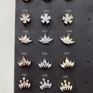 Five Marquise Piercing, Daisy Piercing, Drop Stud Pendientes, Helix Piercing, Screw back, Stud Piercing por torneado, 925 ct Silver, Queen Piercing