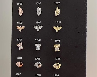 Grenouille Piercing, Hibou Piercing, Boucles d'oreilles à tige de poisson, Helix Piercing, Vis arrière, Stud Piercing en tournant, Argent 925 ct, Feuille Fourrure Piercing, Conception d'oiseau