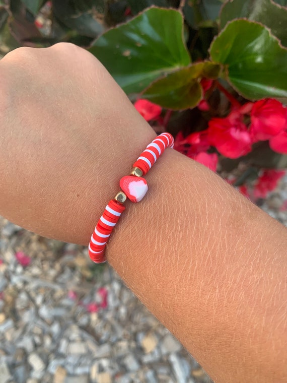 Preppy Strawberry Bracelet | Heishi Bead Bracelet