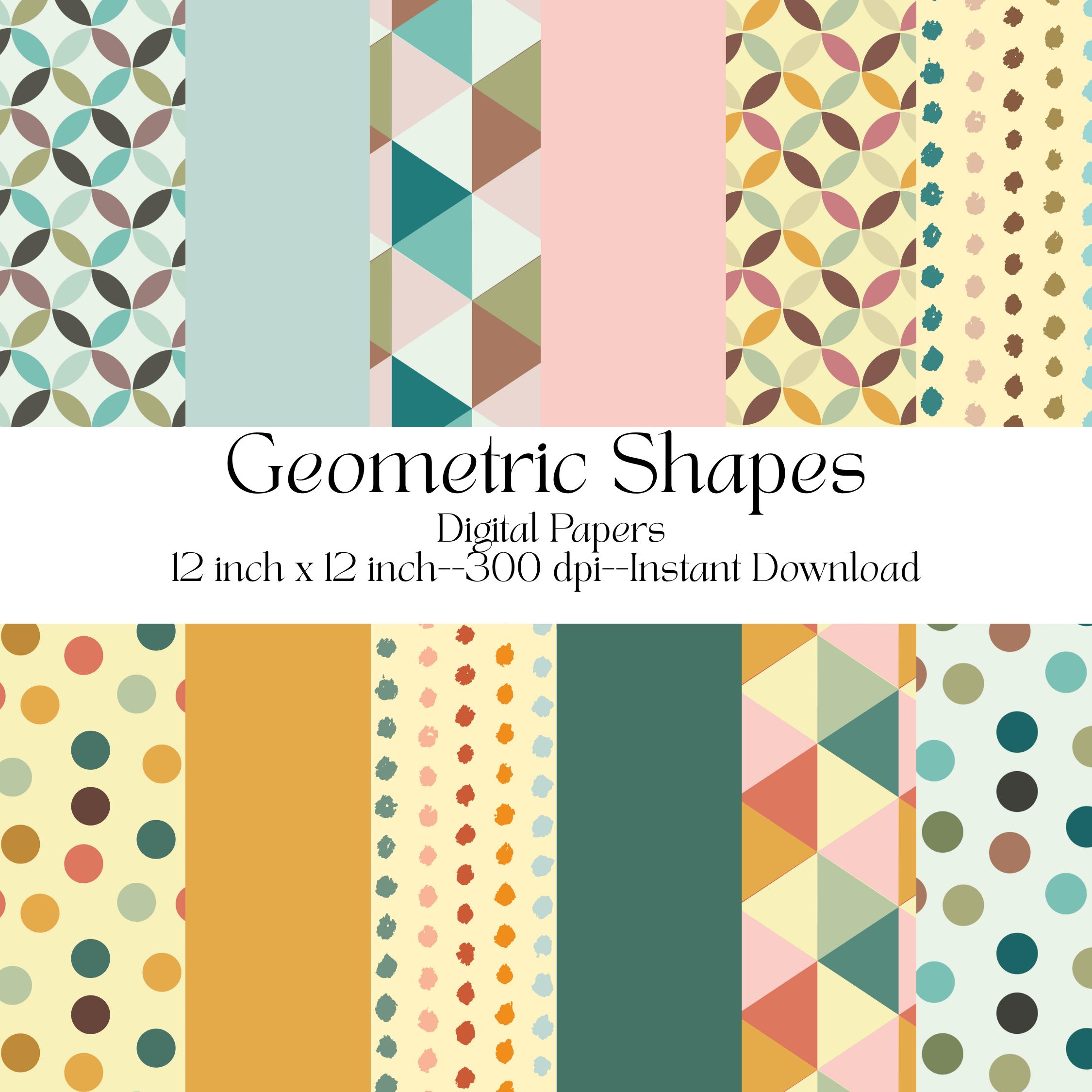 Geometric Shapes Digital Paper Pack - Etsy