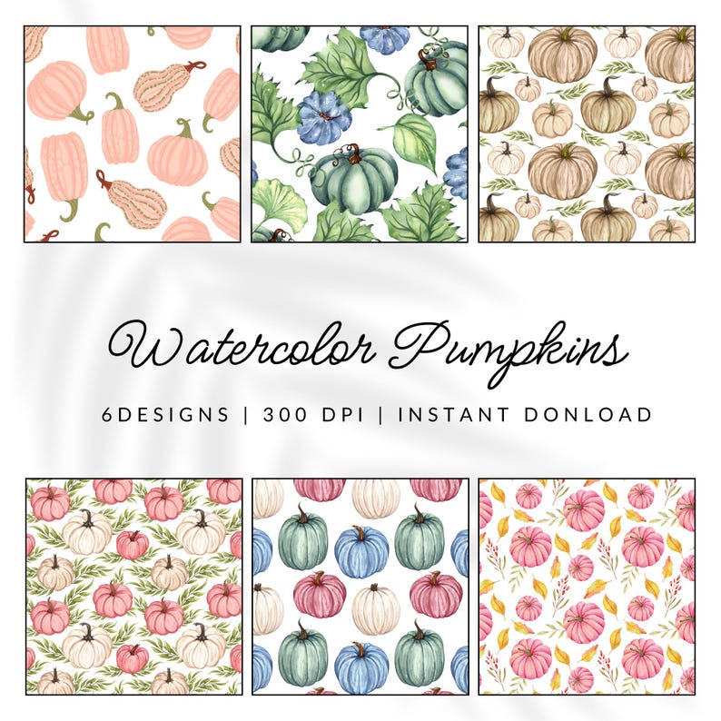 Watercolor Pumpkin Digital Paper Pack - Etsy
