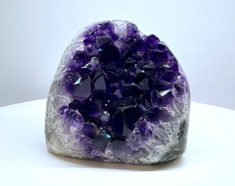 Uruguayan Amethyst Crystal Geode with cut base- self standing, ethically sourced