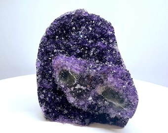 Uruguayan Amethyst Crystal Geode with cut base- self standing, ethically sourced