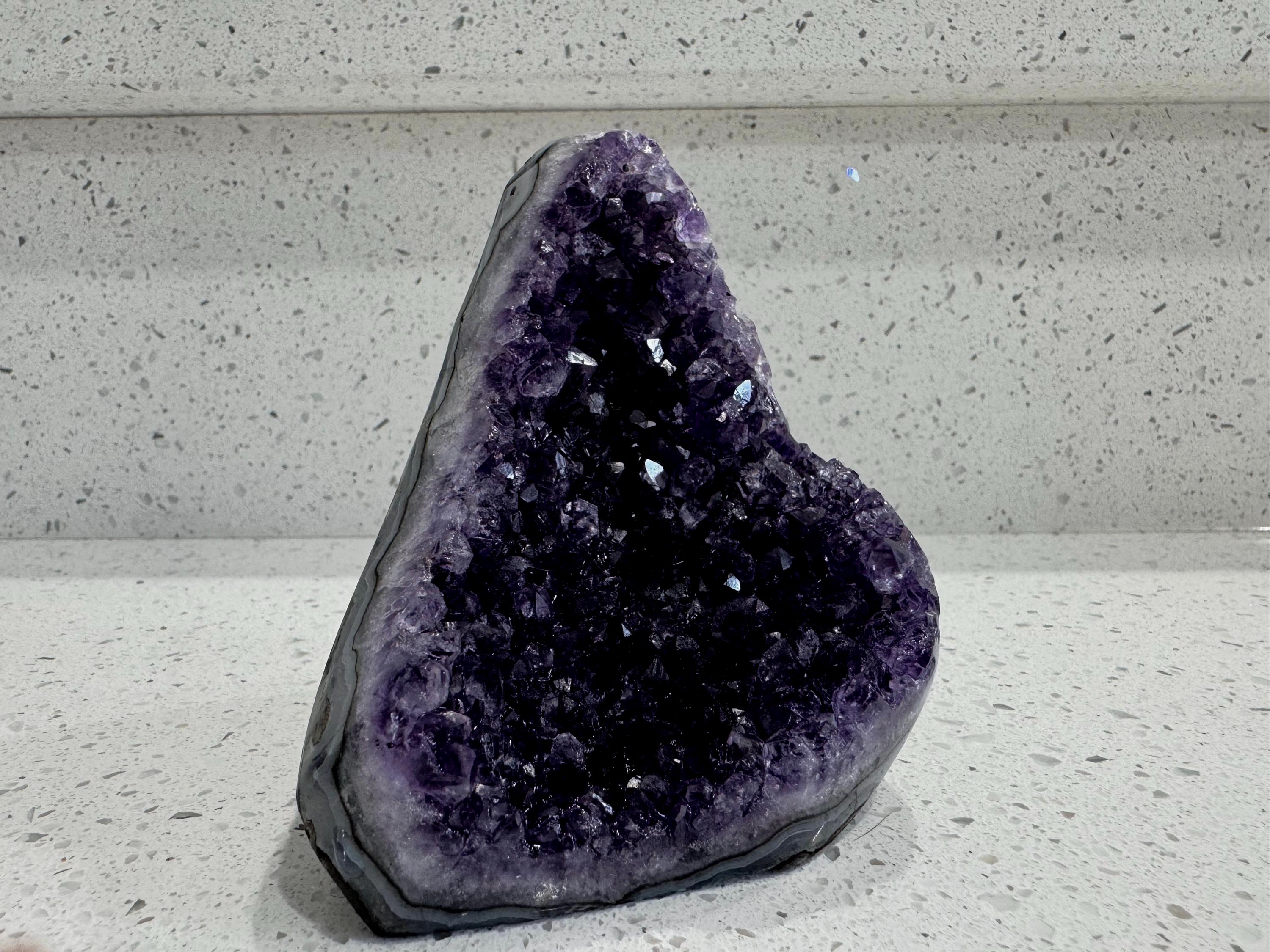 Uruguayan Amethyst Crystal Geode with cut base- self standing, ethically sourced