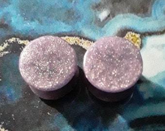 1/2 inch gauges lavender glitter