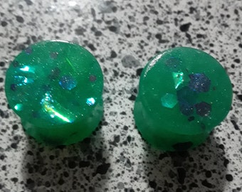 1/2 inch gauges green irridescent fish scale