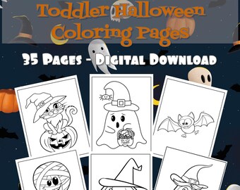 Halloween Coloring Pages - Large Form For Toddlers - Instant Digital Download