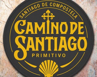 Camino de Santiago Primitivo Patch | Santiago de Compostela Pilgrim Patch | Buen Camino Backpack Patch | Camino Pilgrim Badge Ø 7,5 cm