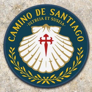 Ultreia et Suseia Camino Patch | Scallop Shell Pilgrim Patch | Camino de Santiago Backpack Patch | Ultreia et Suseia Badge Ø 8 cm (3")