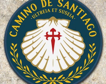 Ultreia et Suseia Camino Patch | Scallop Shell Pilgrim Patch | Camino de Santiago Backpack Patch | Ultreia et Suseia Badge Ø 8 cm (3")