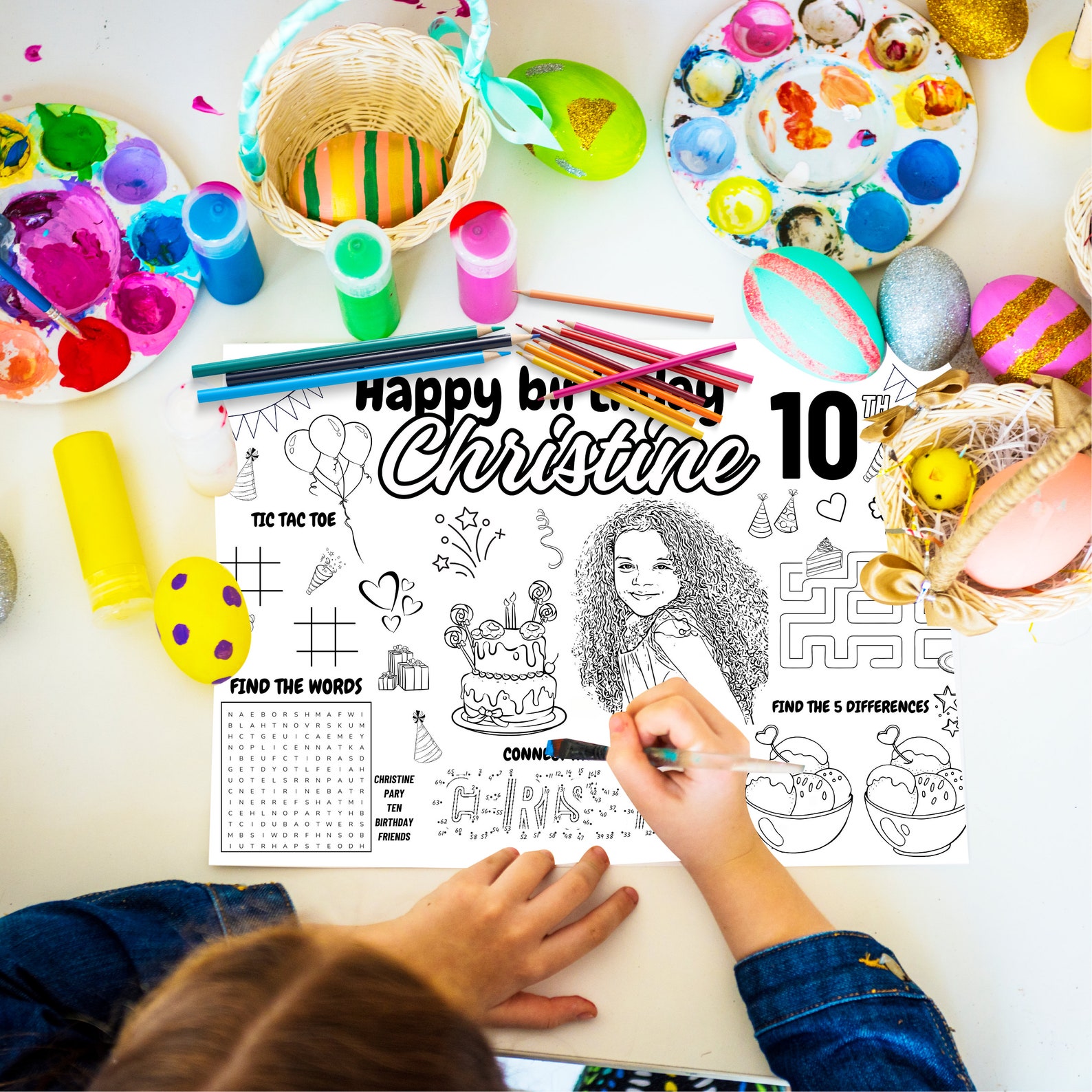 Customized Photo Coloring Page, Personalized Coloring Page, Party Activity Sheet, Photo Coloring ...