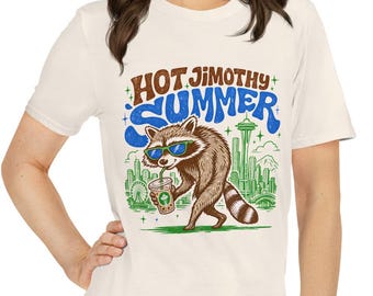 Hot Jimothy Summer Raccoon Seattle Legend drinking Iced Coffee Unisex T-Shirt